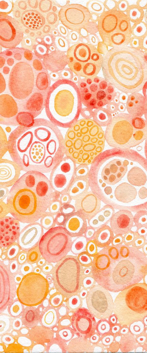 Abstract watercolor illustration in warm peachy colors by Liliya Rodnikova