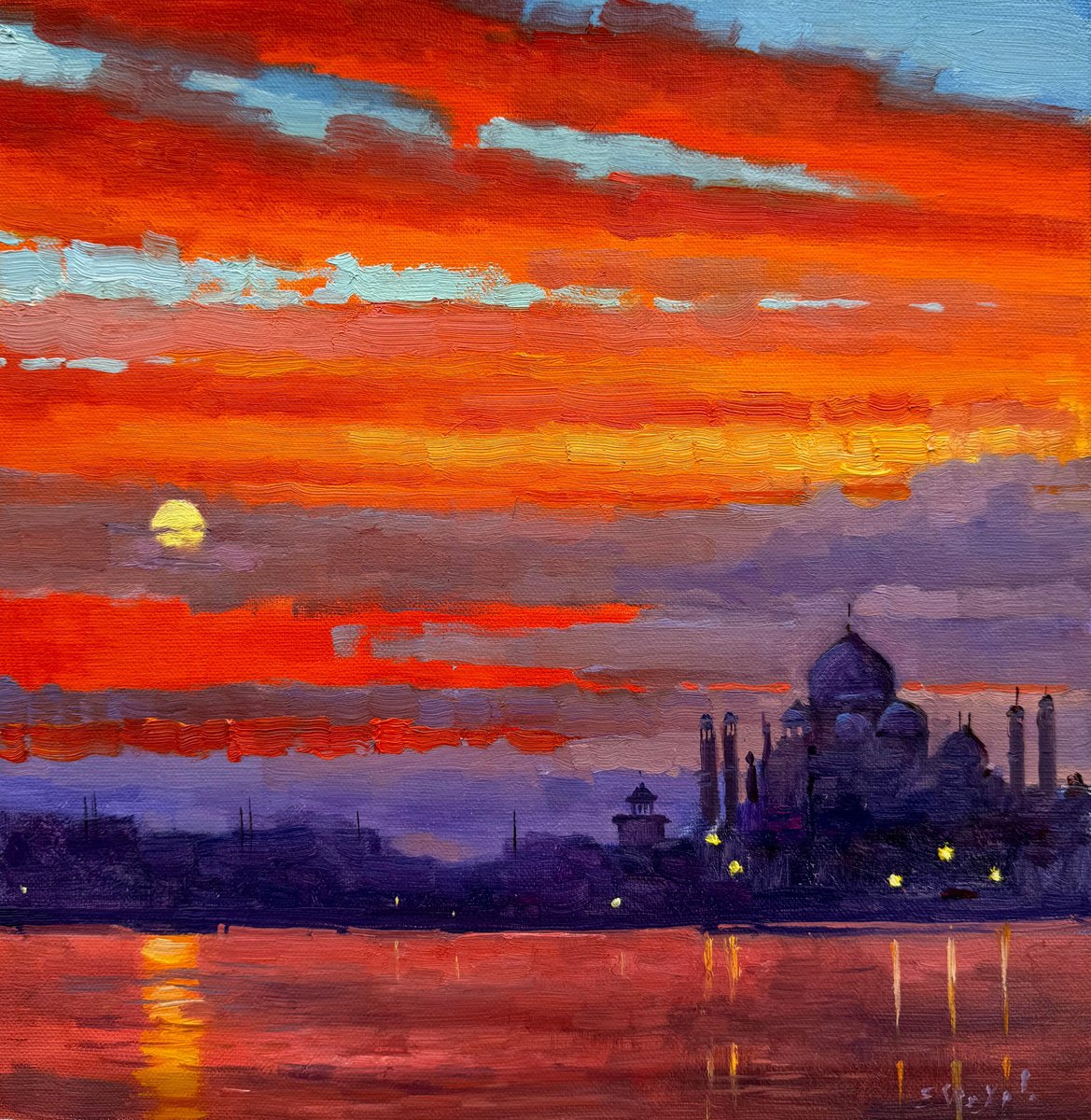 Taj Mahal at Sunset by Evgeniia Mekhova