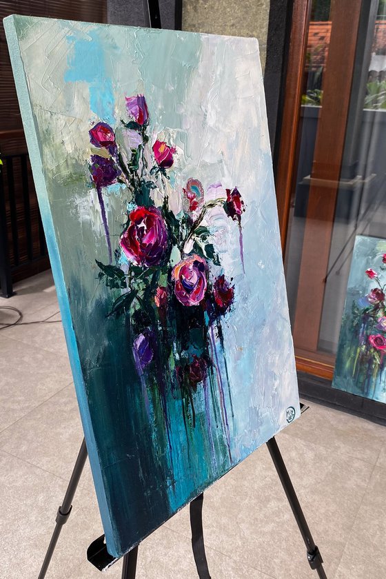 Red Rose Impasto Wall Art