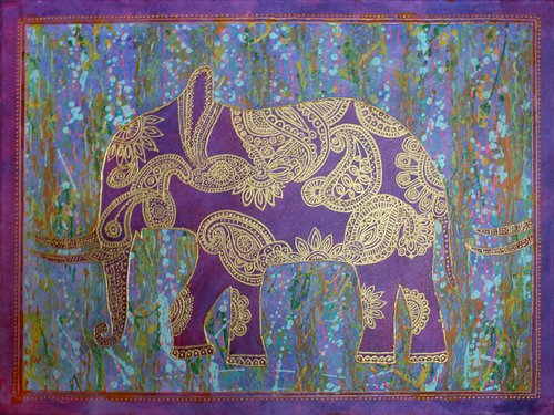 ELEPHANT /  ORIGINAL ACRYLIC PAINTING by Salana Art Gallery