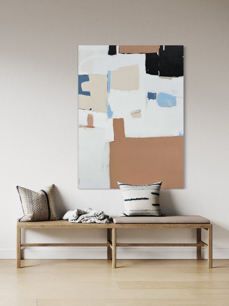 Geometric Abstract Acrylic Painting By Andrea Reichhart, 39 X 55, Via Adria, Original Artwork