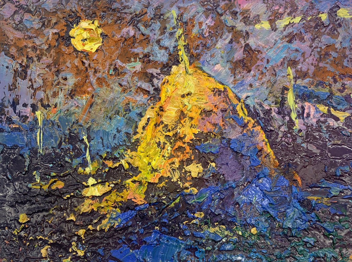 Impressionistic Landscape Oil Painting By Kalenyuk Alex, 10 X 6", Night, Original Artwork