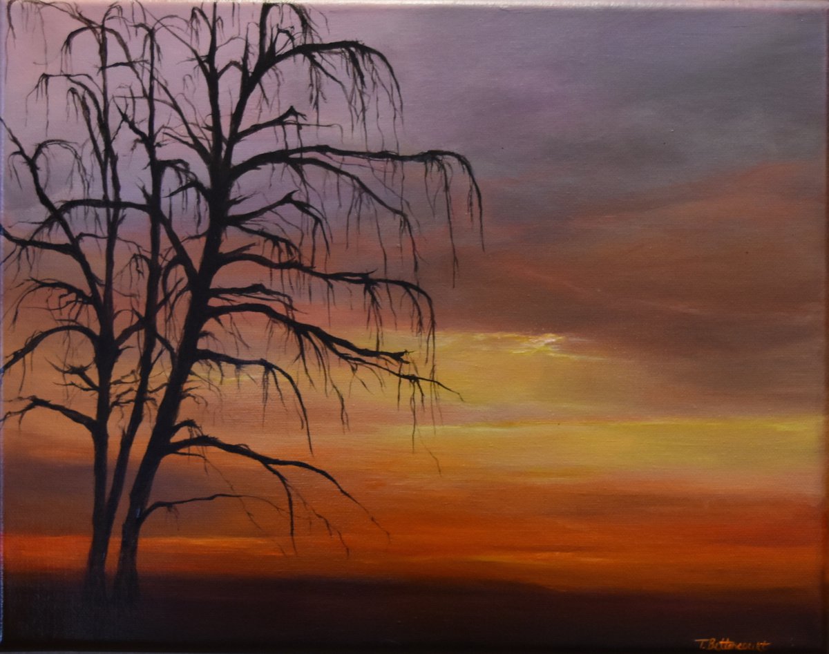 Photorealistic Landscape Acrylic Painting By Tamara Bettencourt, 14 X 11", Out My Backdoor, Original Artwork