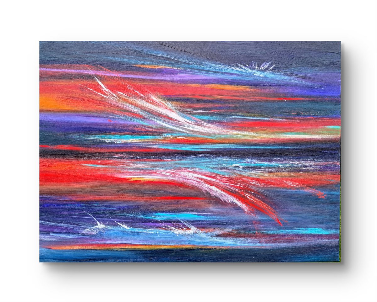 Impressionistic Landscape Acrylic Painting By Mel Graham, 31 X 24", Flare Up, Original Artwork