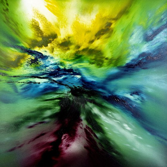 Deepest forest, 60x60 cm, Deep edge, Original abstract painting, oil on canvas
