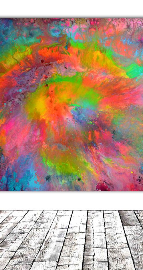 Happy Fusion - 100x70 cm - Big Painting XL - Large Abstract, Supersized Painting - Ready to Hang, Hotel, Restaurant, Office Wall Decor, Perfect Gift by Soos Tiberiu