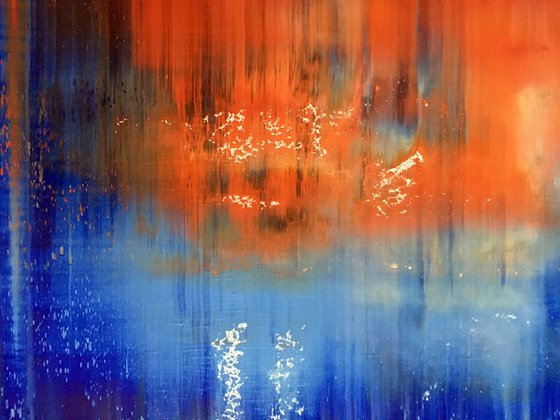 "Firewater" - FREE USA SHIPPING - Original PMS Abstract Oil Painting On Canvas - 16" x 20"