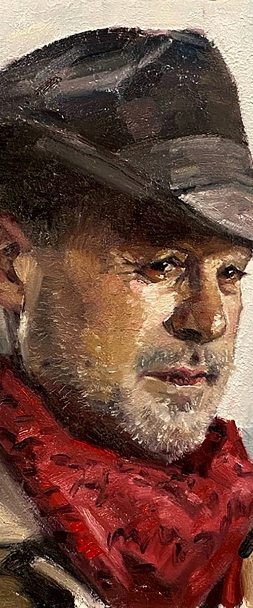 Cowboy with Red Scarf Portrait by Paul Cheng