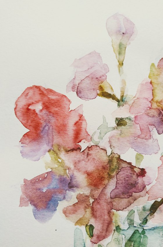 Sweet pea (Enchanting).  Original watercolour painting 2021