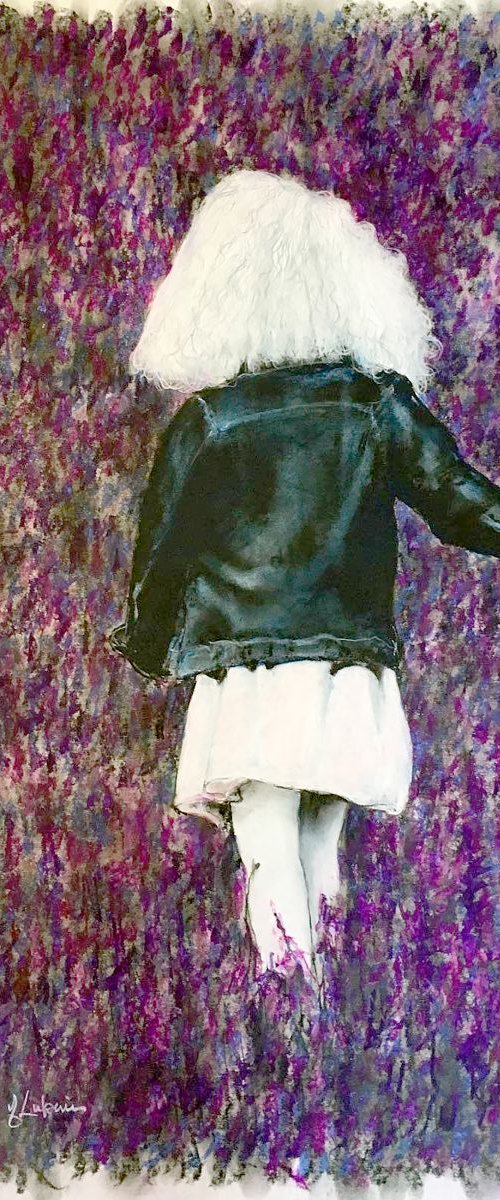 Eva Walking in Lupines by David Kofton