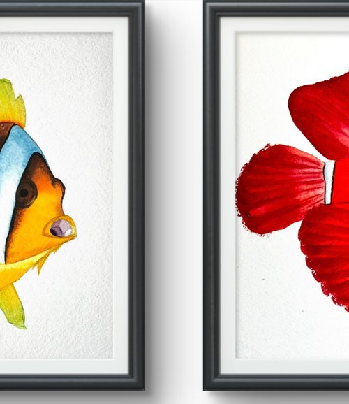 Exotic Yellow Red fish by Yuliia Sharapova