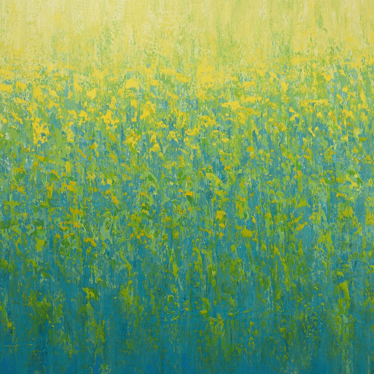 Expressive Abstract Acrylic Painting By Suzanne Vaughan, 40 X 40", Glistening - Color Field, Original Artwork