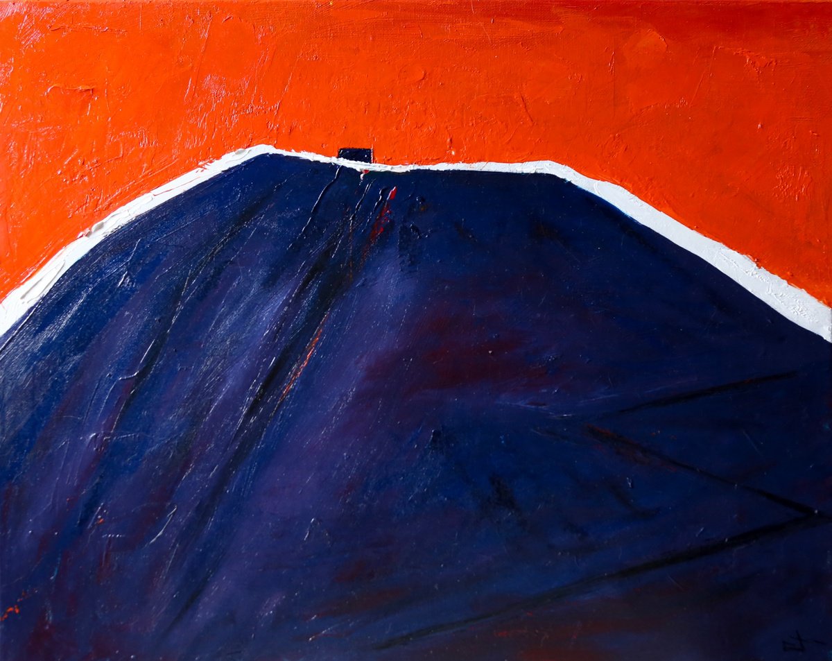 Geometric Abstract Oil Painting By Lionel Le Jeune, 20 X 16", Puy De La Ti?che, Original Artwork