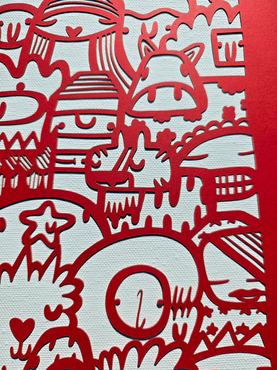 We Are All Connected (Red) - Papercut