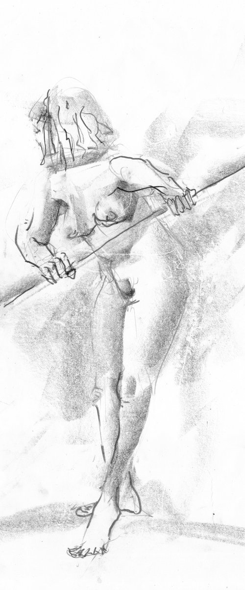 Nude w javelin turn  untitled by Gordon T.
