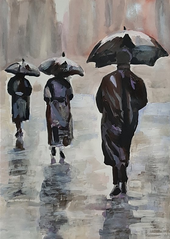 Rainy people / 42 x 29.7 cm