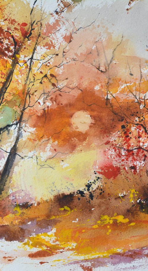 Autumn leaves - watercolor by Pol Henry Ledent