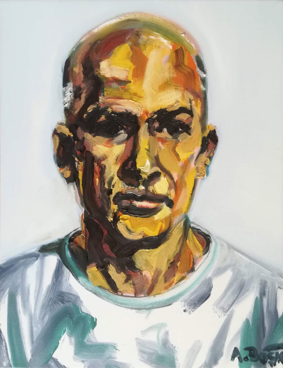 Expressive Portrait Oil Painting By Aleksandar Basic, 14 X 18, Marc Quinn, Original Artwork