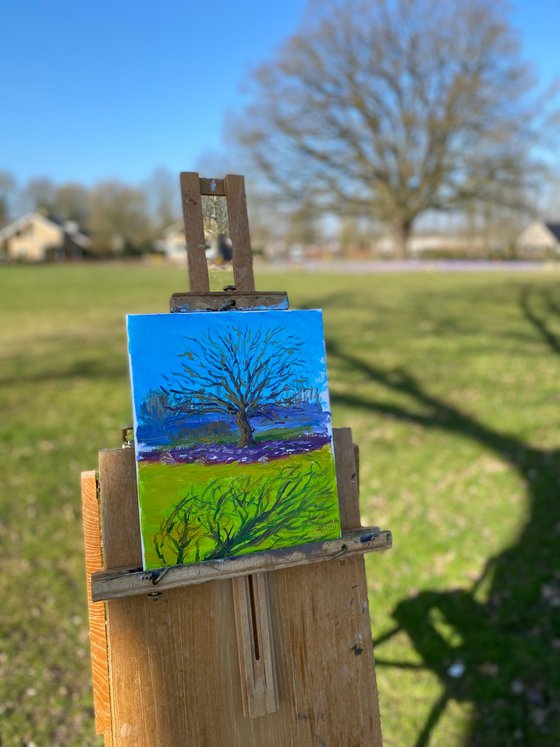 Spring flowers under the tree