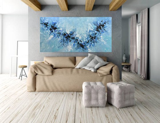 Blue Abstract Painting 24x48