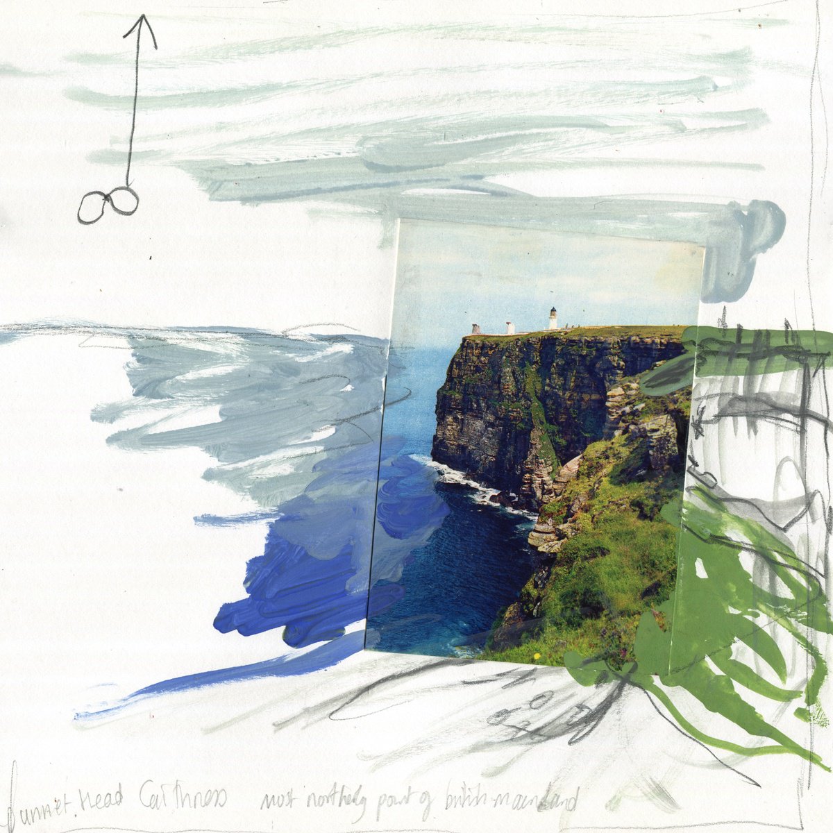 Abstract Landscape Collage By Elizabeth Anne Fox, 11 X 11, Dunnet Head, Scotland, Original Artwork