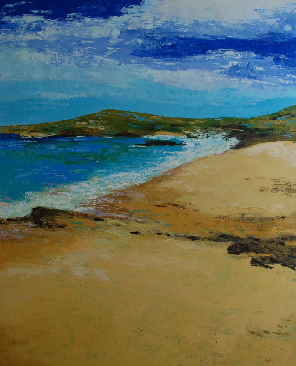 Abstract Landscape Oil Painting By Saroja Van Der Stegen, 33 X 41", Praya (Ref #: 1261-40F), Original Artwork