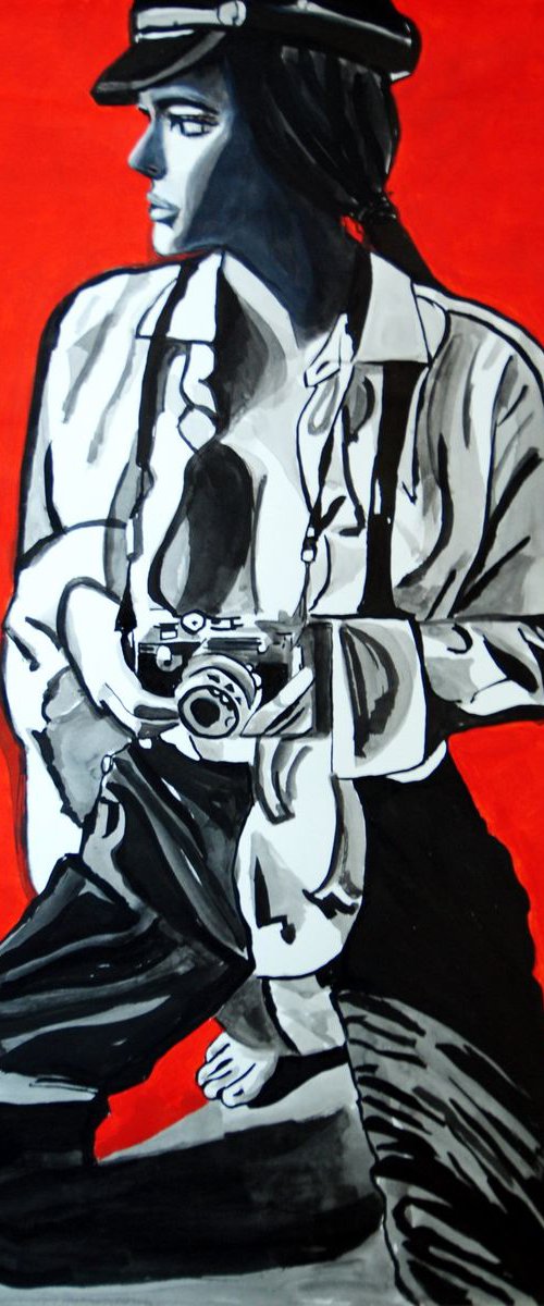 Girl with camera  / 70 X 50 cm by Alexandra Djokic