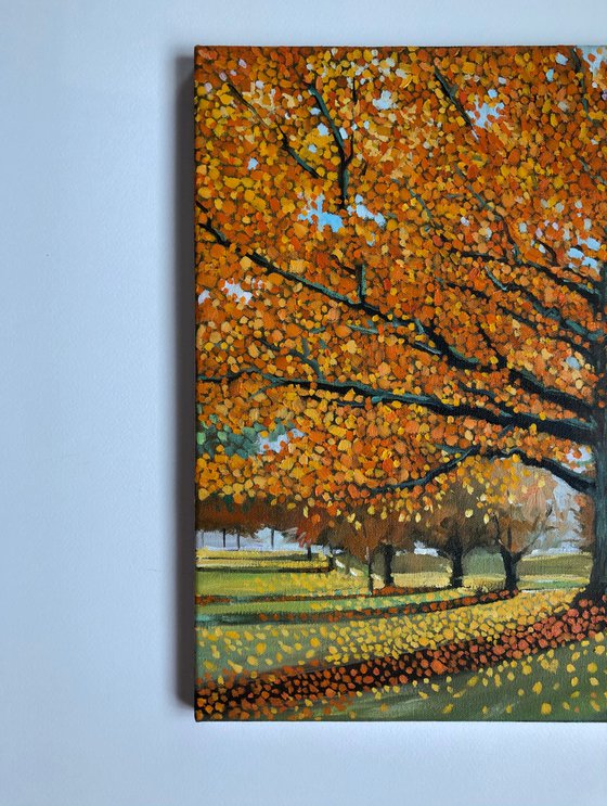 Tree painting Aututumn painting on canvas 16-16 in art