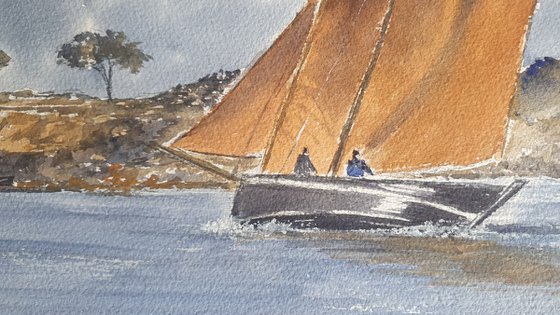 Breton Fishing Boat , Full Sail