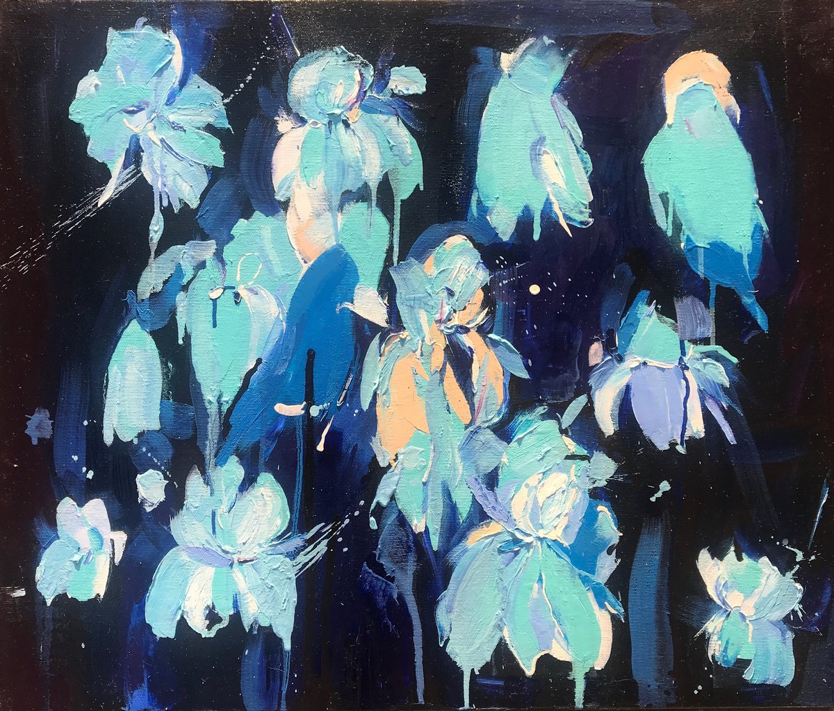 Abstract Animal Oil Painting By Svitlana Andriichenko, 24 X 20", Blue Jay, Original Artwork