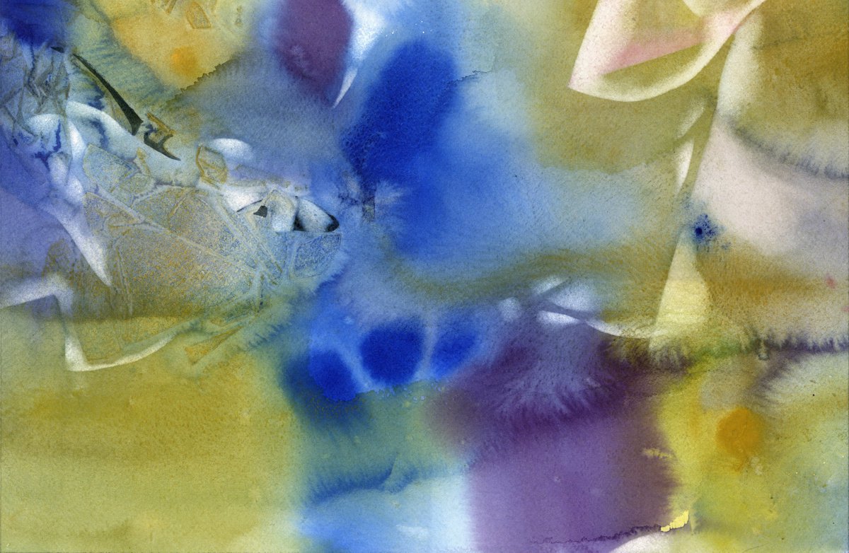 Organic Abstract Watercolour By Alfred Ng, 19 X 13, Bathed In Color, Original Artwork