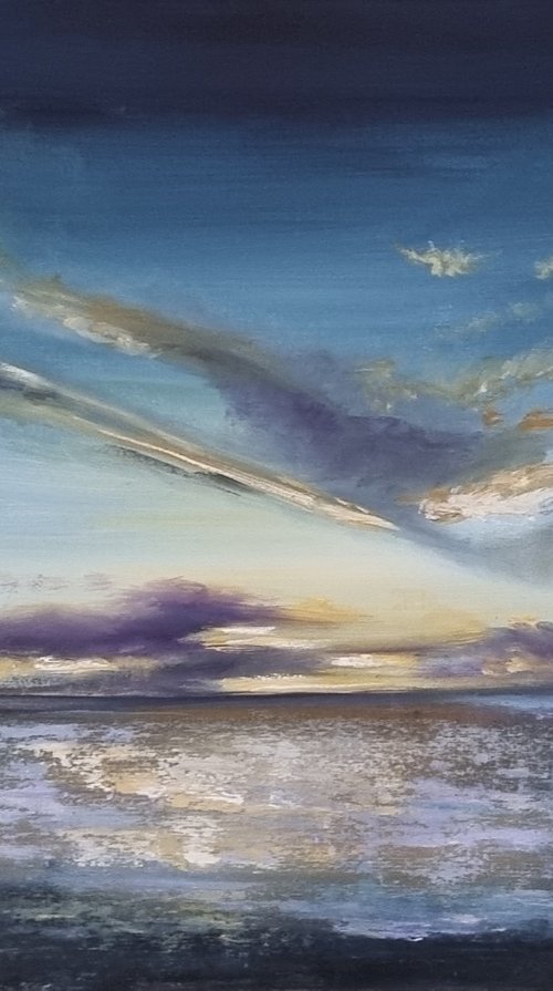 Suns Up  24"x18"×2" Seascape Oil Painting by Hayley Huckson