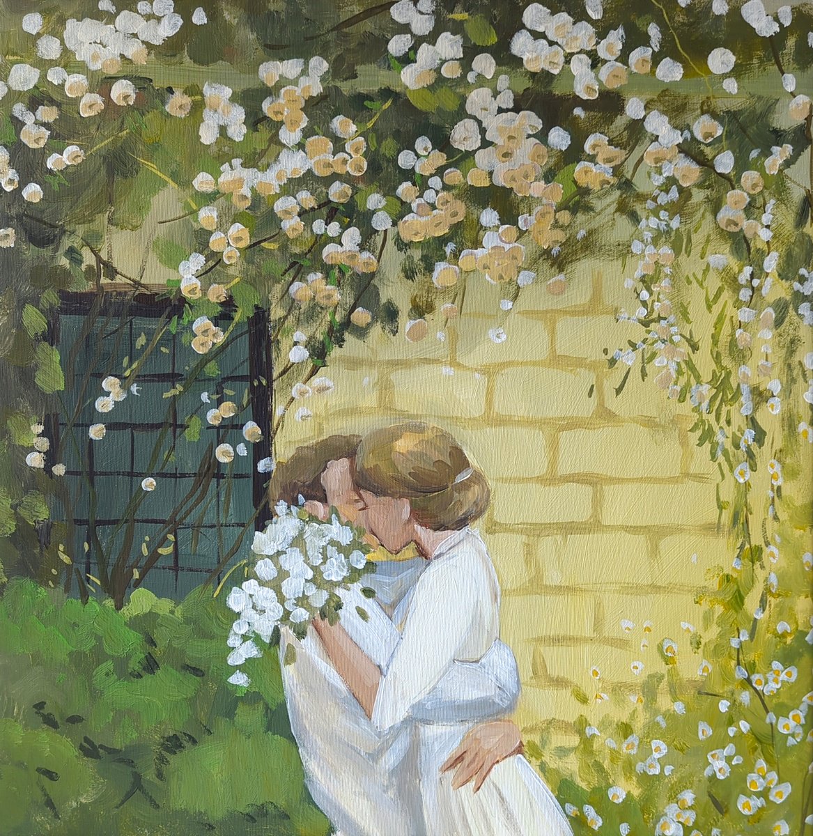 Impressionistic Portrait Acrylic Painting By Olha Vlasova, 24 X 24", Spring Of Feelings, Original Artwork