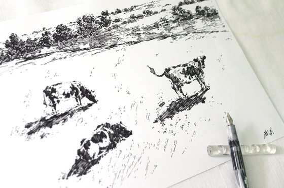 Grazing cows