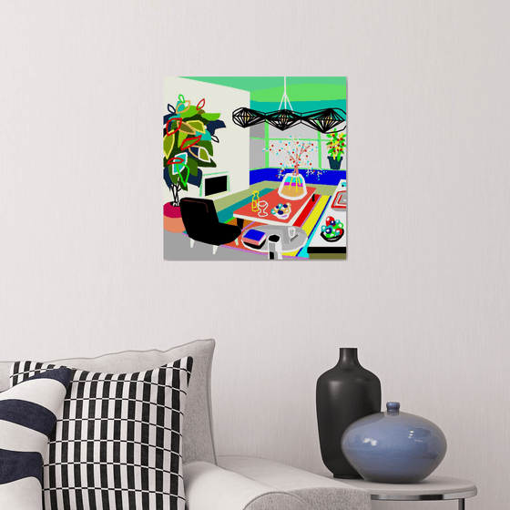 The living room (El salón viviente) (pop art, interiors)