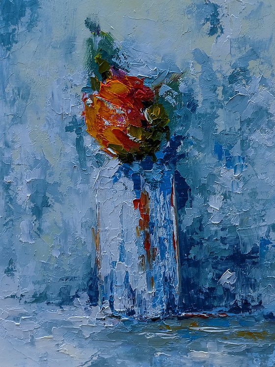 Abstract still life with flower in vase. Gift idea