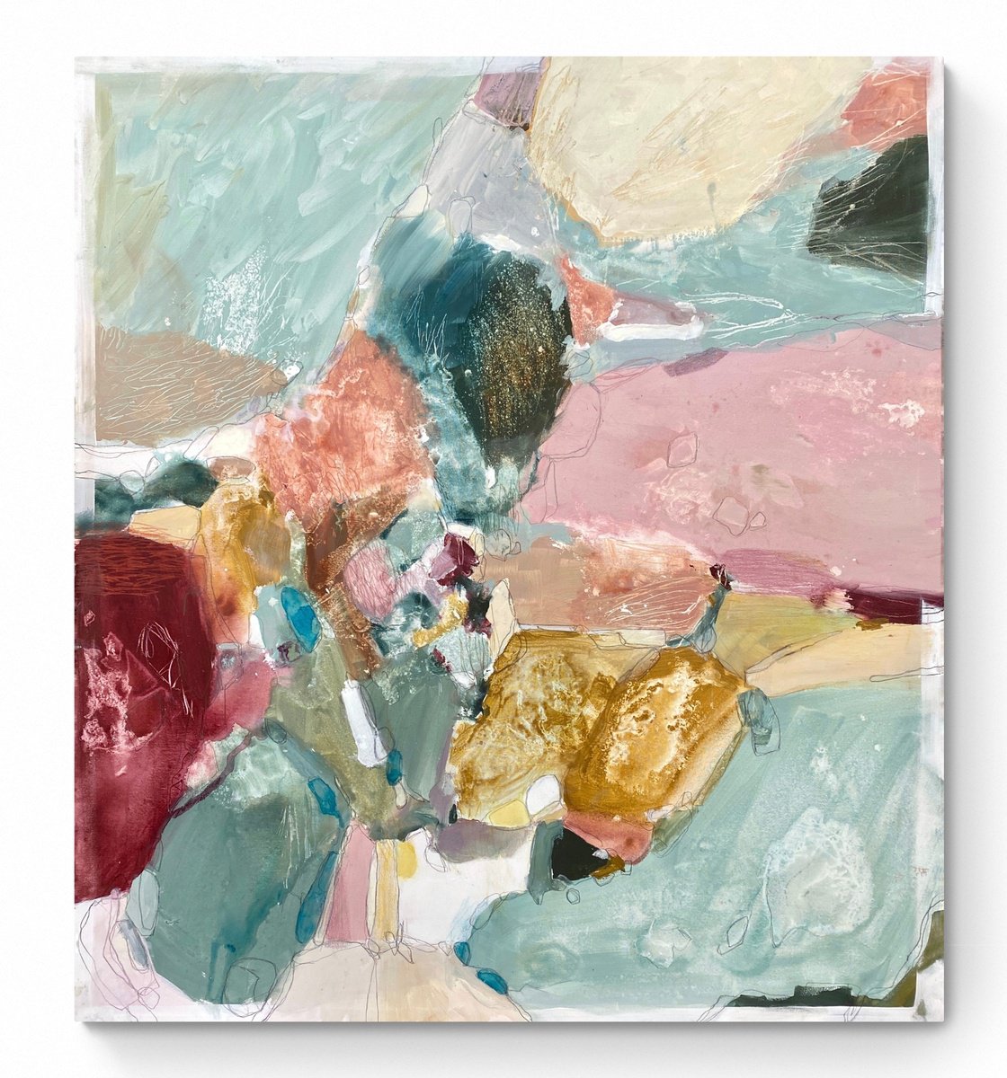 Abstract Painting By Cristina Dalla Valentina, 35 X 39, End Of The Season, Original Artwork