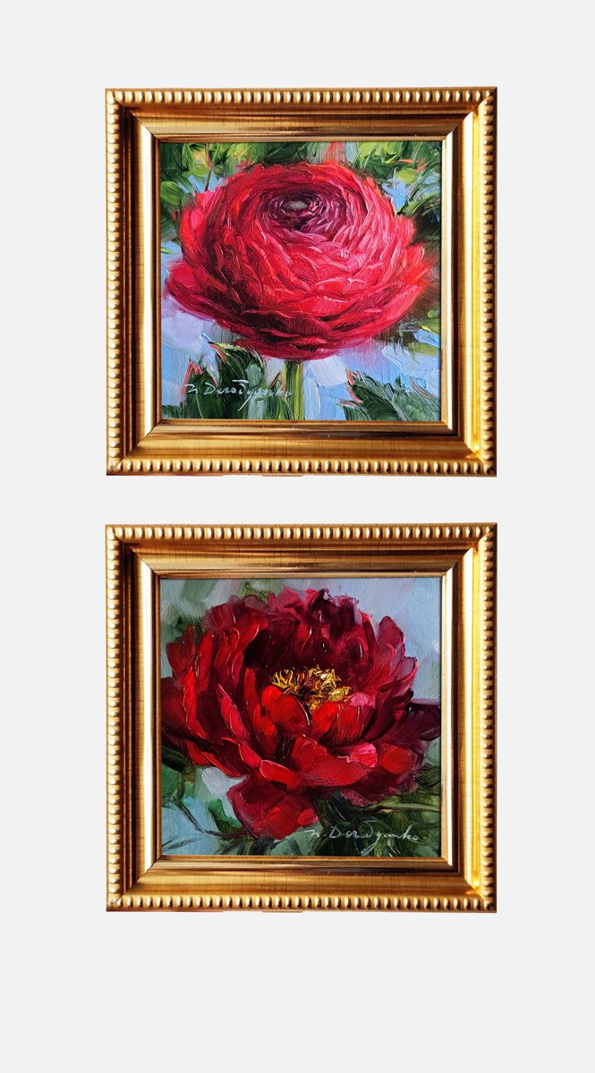 Peony Ranunculus By Nataly Derevyanko, 5 X 5, Artwork For Sale On Artfinder