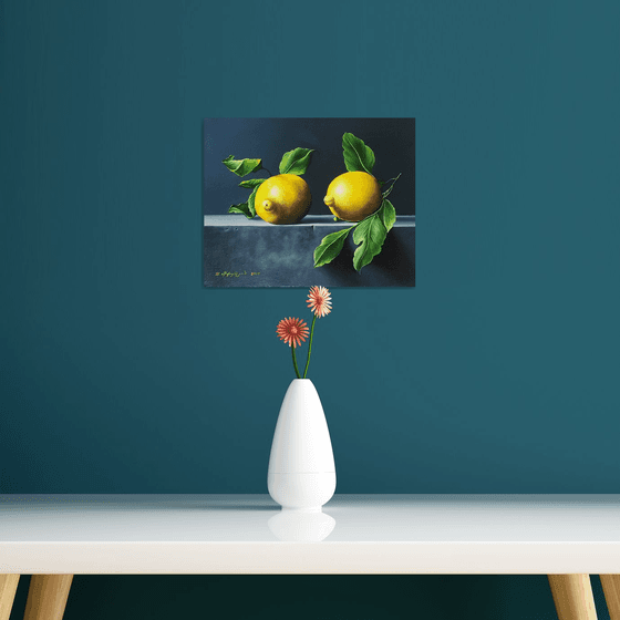 Still life - lemons (24x30cm, oil painting, ready to hang)