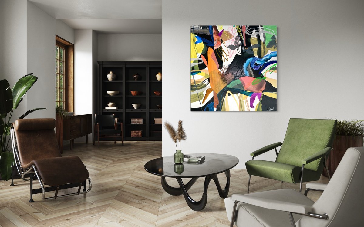 Abstract Painting By Maria Esmar, 39 X 39", Fairytales, Original Artwork