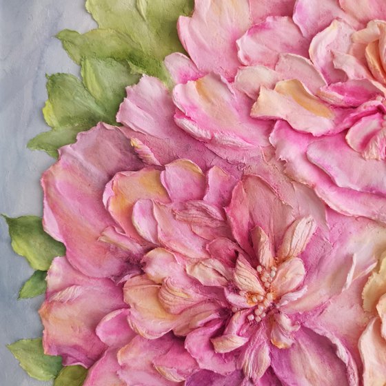 Peony bouquet, sculpture painting