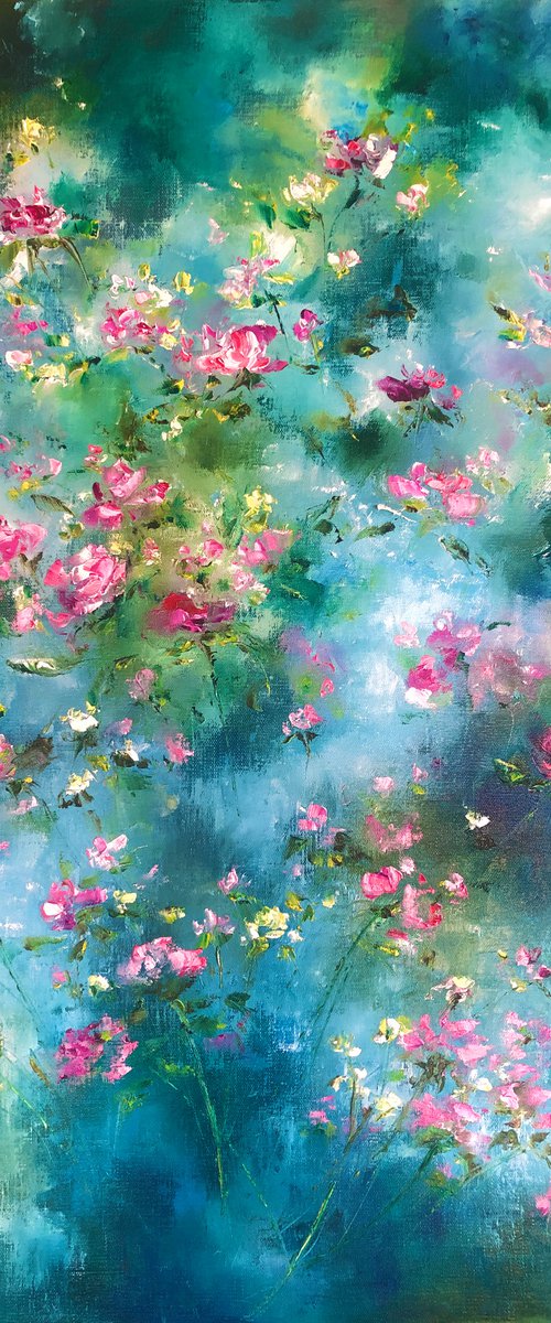 THE TASTE OF SUMMER - Abstract. Summer. Field. Blooming meadow. Wildflowers. Landscape. Rain. Haze. Wind. Sky. by Marina Skromova