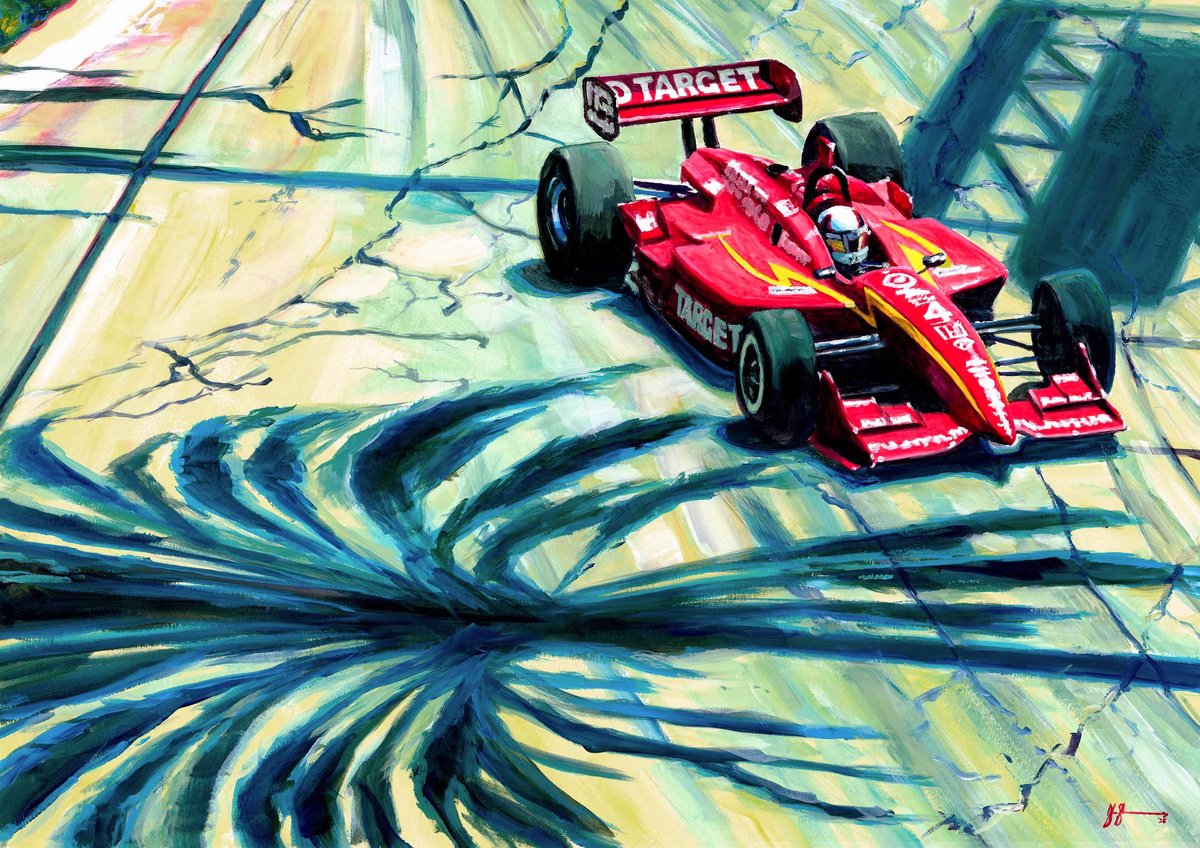  Juan Pablo Montoya - 1999 Long Beach By Alex Stutchbury, 25 X 18, Artwork For Sale On Artfinder