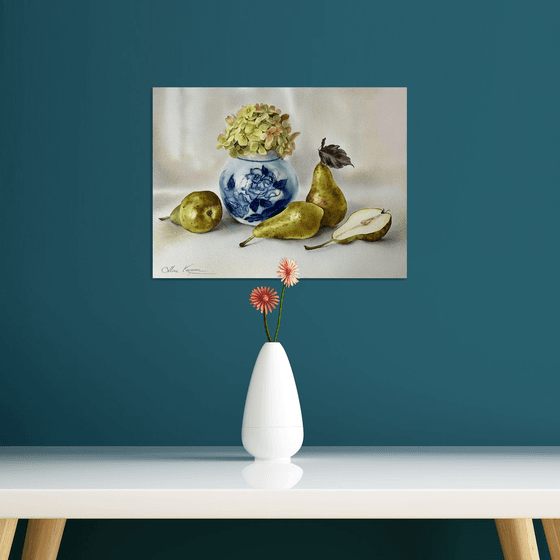 Hydrangea and pears