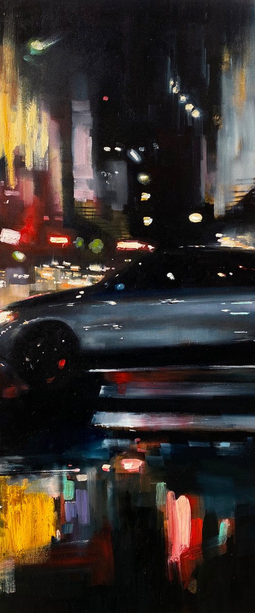 "New York" 100x100 large original oil painting by Artem Grunyka