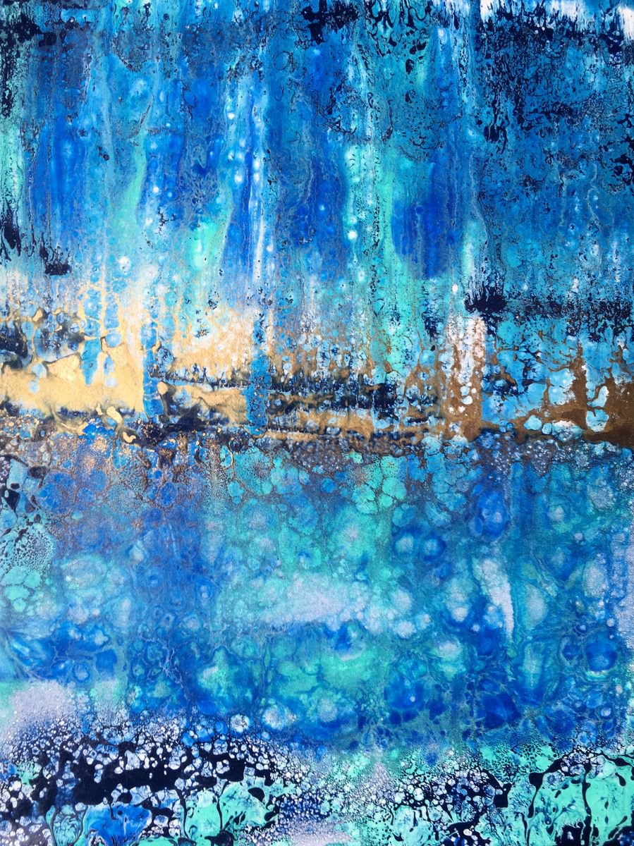 Metallic Abstract. ’Blue and gold’ by Ruth Searle