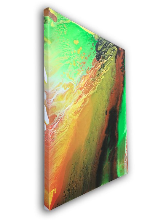 "Neon Storm" - Original Abstract PMS Acrylic Painting, 20 x 16 inches