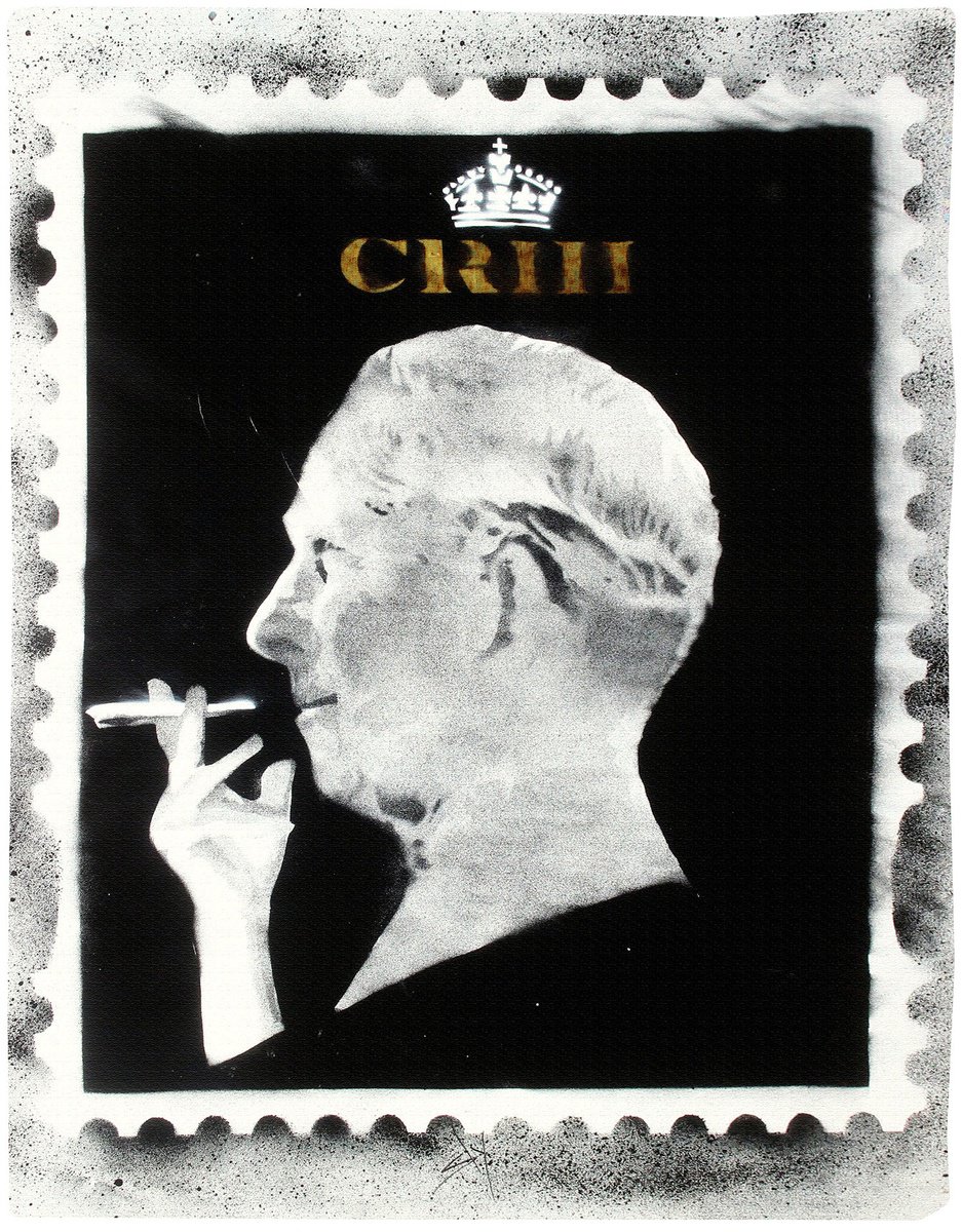 Graphic Portrait Painting By Juan Sly, 22 X 30", Spliff King (Wp), Original Artwork