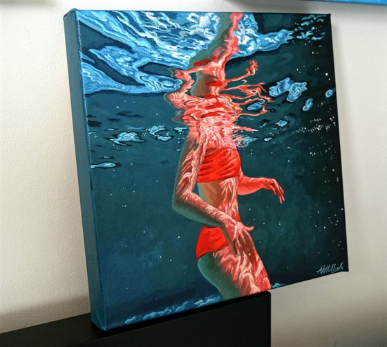 Underneath LVX - Miniature swimming painting