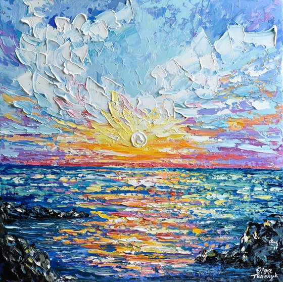 Sea Sunset - Palette Knife Seascape Painting